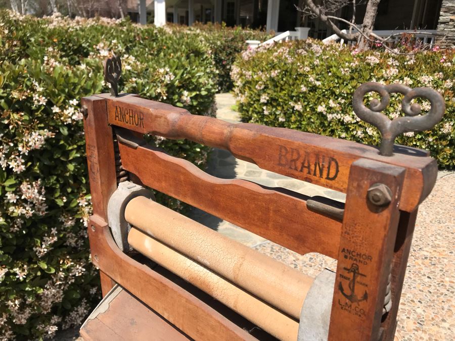 Antique Wooden Anchor Brand Folding Bench Wringer 4'H [Photo 16]