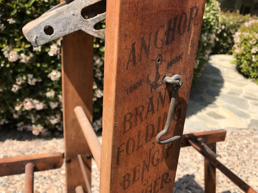 Antique Wooden Anchor Brand Folding Bench Wringer 4'H [Photo 14]