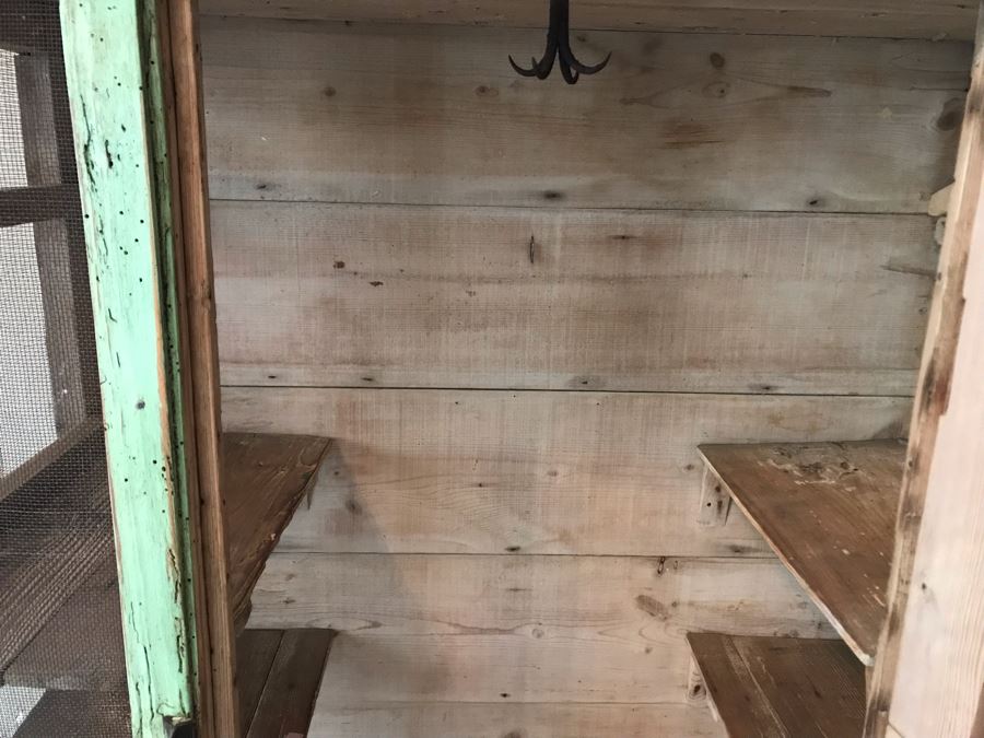 Shabby Chic Vintage Chicken Coop Birdcage Cabinet With Lower Table And Lockable Door Light Lime Green 64'H X 34'W X 16.5'D [Photo 11]