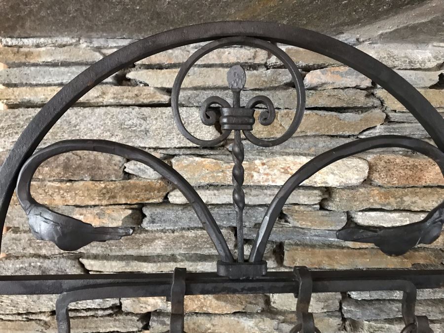 Antique Wrought Iron Fireplace Tools With Stand And Antique Fireplace Andirons [Photo 10]