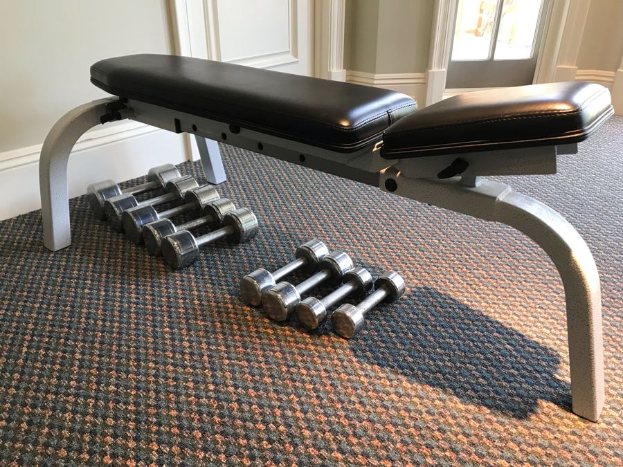 Hoist Adjustable Bench Press And Set Of (9) Weight Lifting Dumbbells [Photo 1]