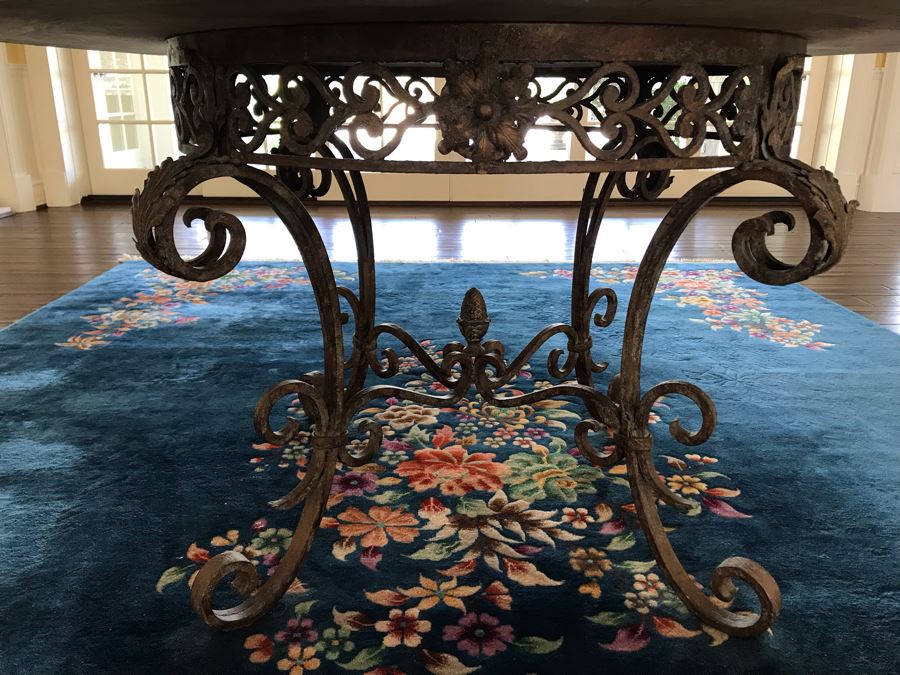 5' Round Hand Painted Wooden Table Top With Metal Base 35'H [Photo 10]