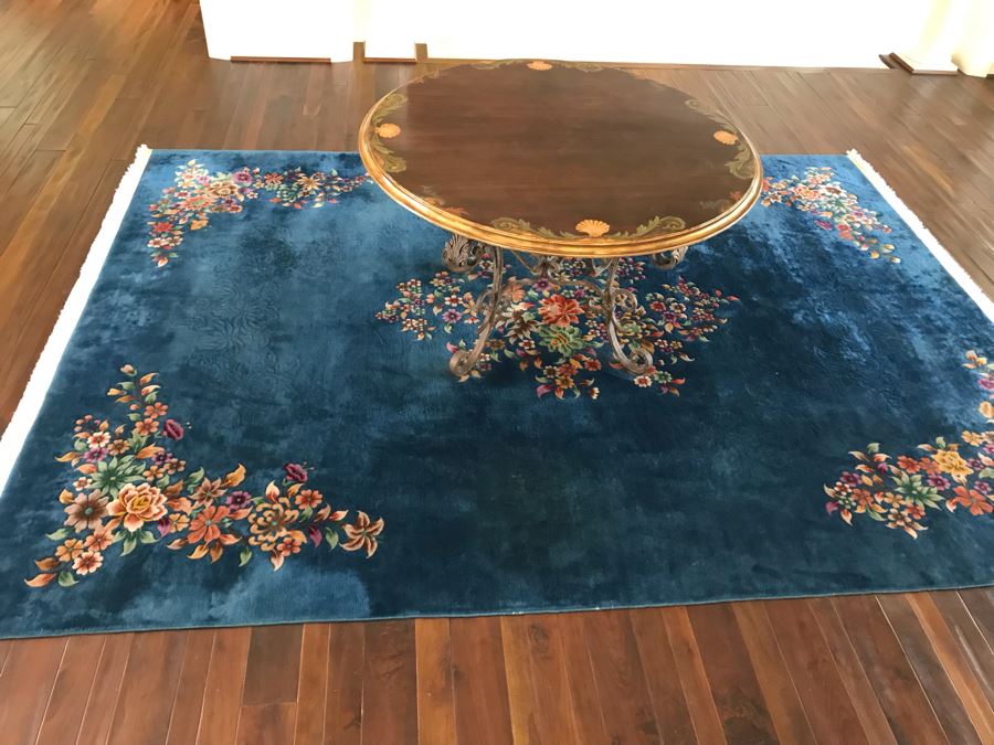 5' Round Hand Painted Wooden Table Top With Metal Base 35'H [Photo 18]