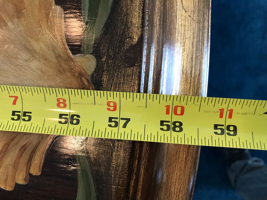 5' Round Hand Painted Wooden Table Top With Metal Base 35'H [Photo 16]