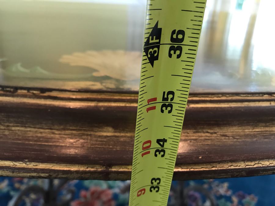 5' Round Hand Painted Wooden Table Top With Metal Base 35'H [Photo 17]