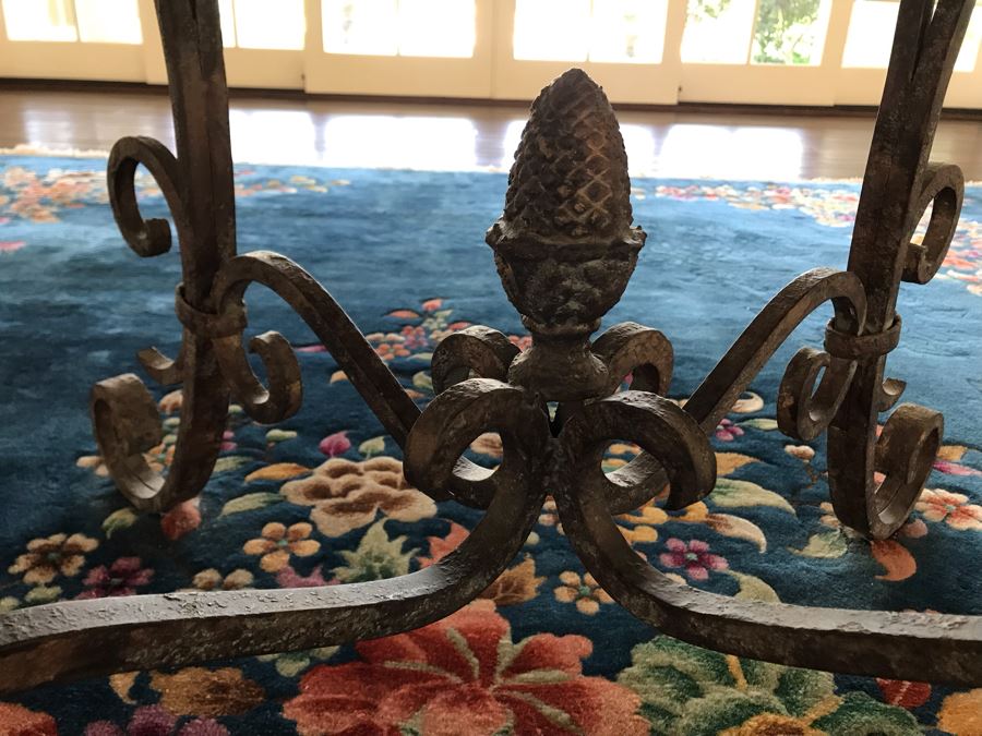 5' Round Hand Painted Wooden Table Top With Metal Base 35'H [Photo 13]