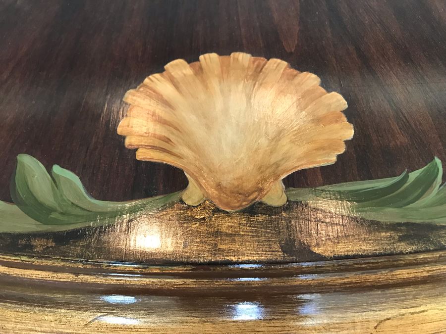 5' Round Hand Painted Wooden Table Top With Metal Base 35'H [Photo 7]