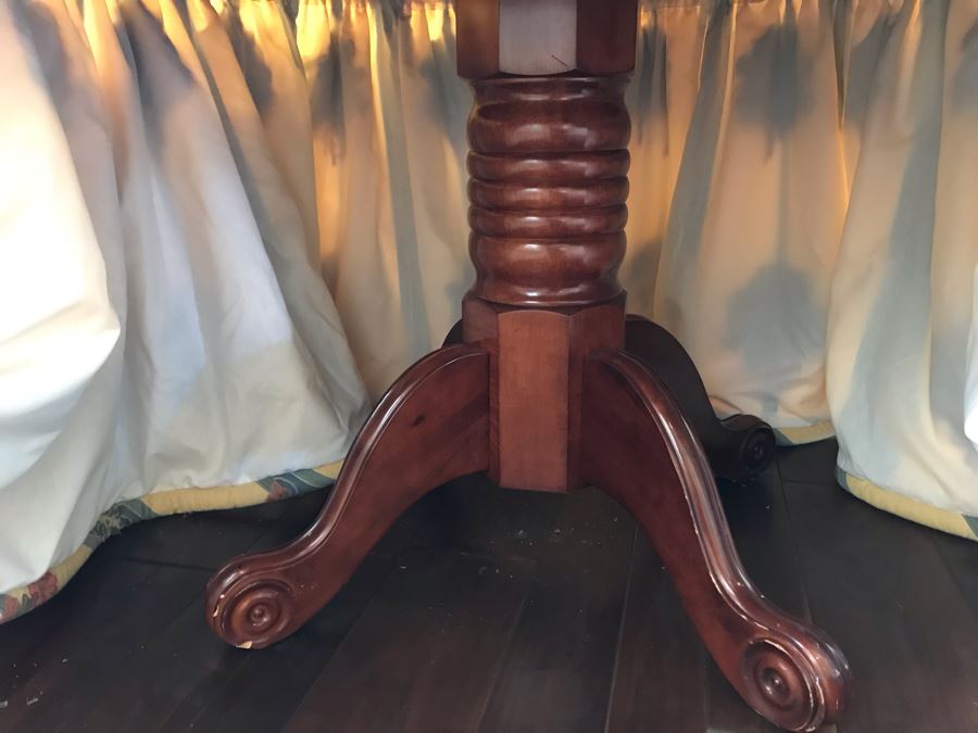 Hand Painted Wooden Pedestal Table With Skirt (Skirt May Be Removed) [Photo 10]