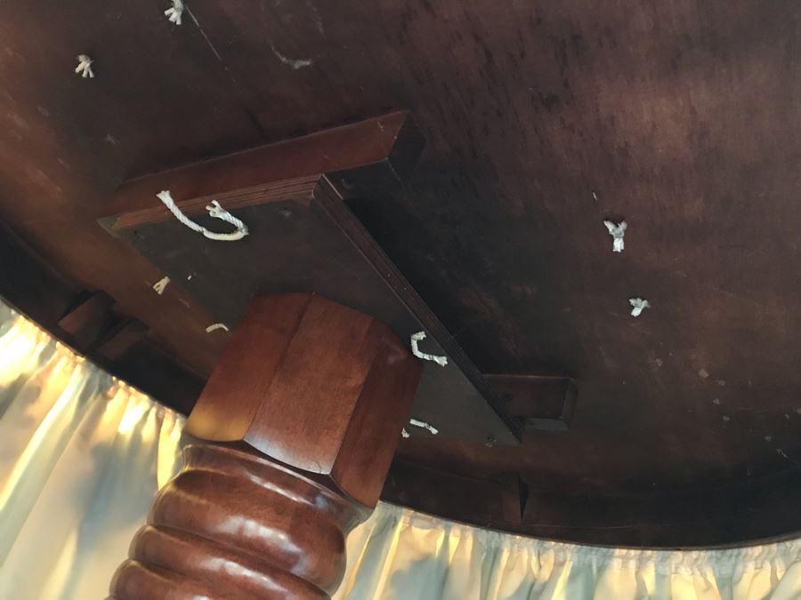 Hand Painted Wooden Pedestal Table With Skirt (Skirt May Be Removed) [Photo 12]