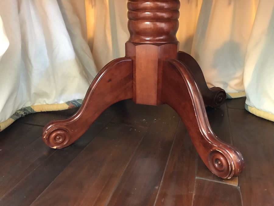 Hand Painted Wooden Pedestal Table With Skirt (Skirt May Be Removed) [Photo 9]