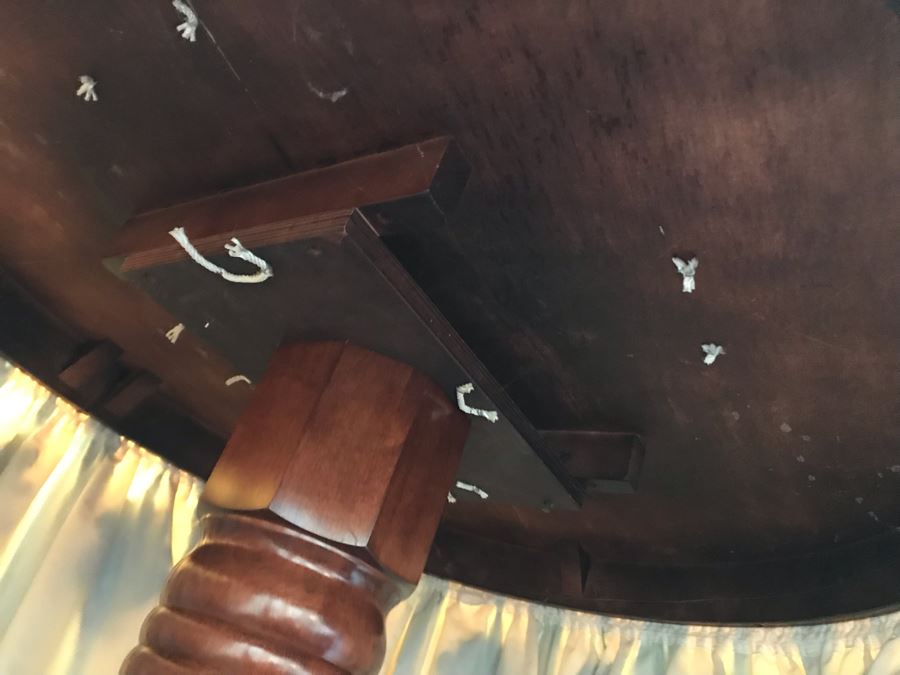 Hand Painted Wooden Pedestal Table With Skirt (Skirt May Be Removed) [Photo 11]