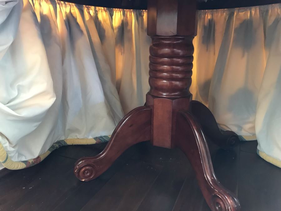 Hand Painted Wooden Pedestal Table With Skirt (Skirt May Be Removed) [Photo 8]