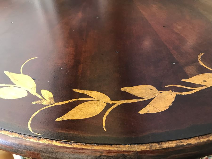 Hand Painted Wooden Pedestal Table With Skirt (Skirt May Be Removed) [Photo 5]