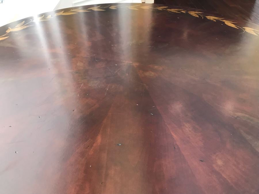 Hand Painted Wooden Pedestal Table With Skirt (Skirt May Be Removed) [Photo 6]