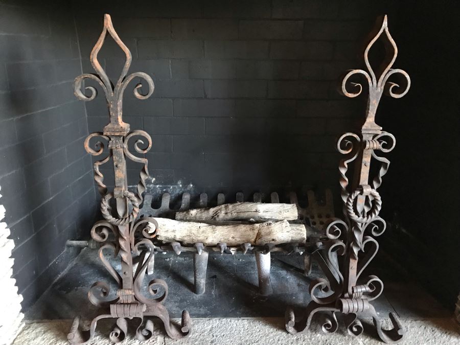 Vintage Wrought Iron Fireplace Andirons [Photo 10]