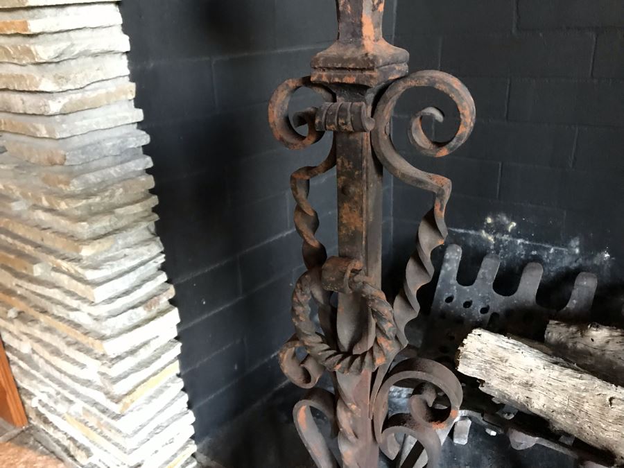 Vintage Wrought Iron Fireplace Andirons [Photo 7]