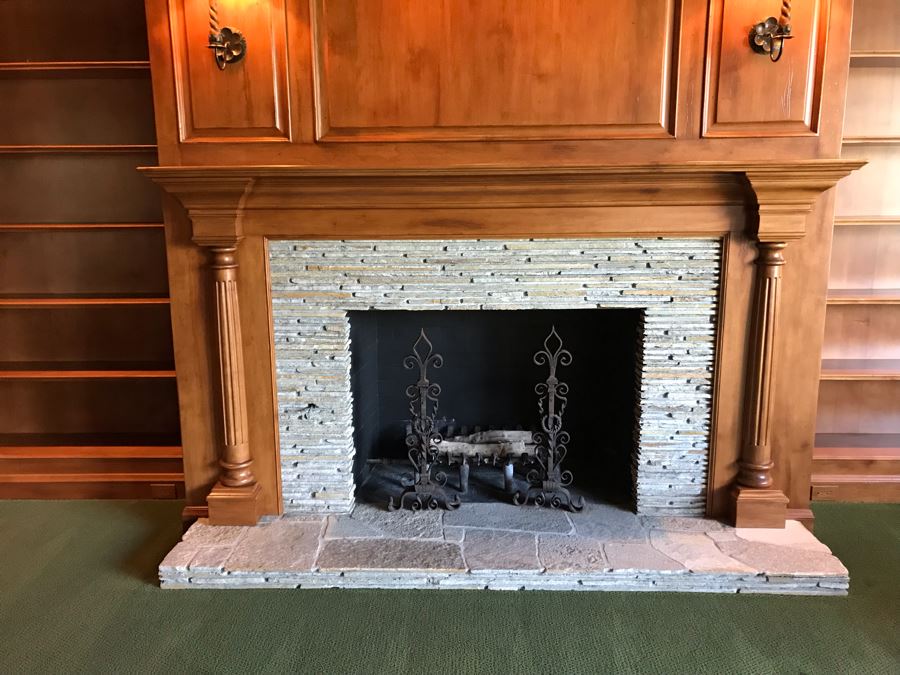 Vintage Wrought Iron Fireplace Andirons