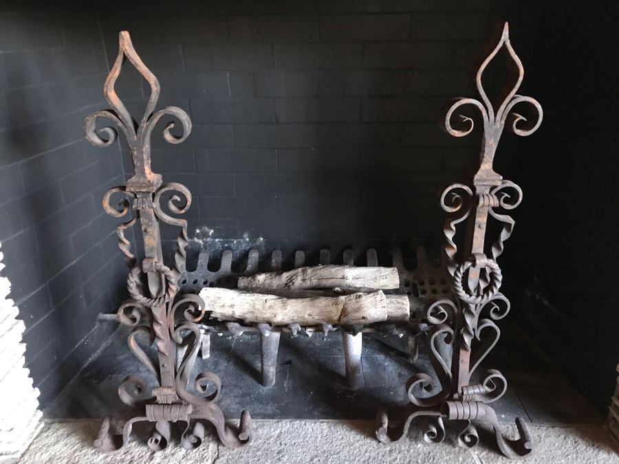 Vintage Wrought Iron Fireplace Andirons [Photo 4]