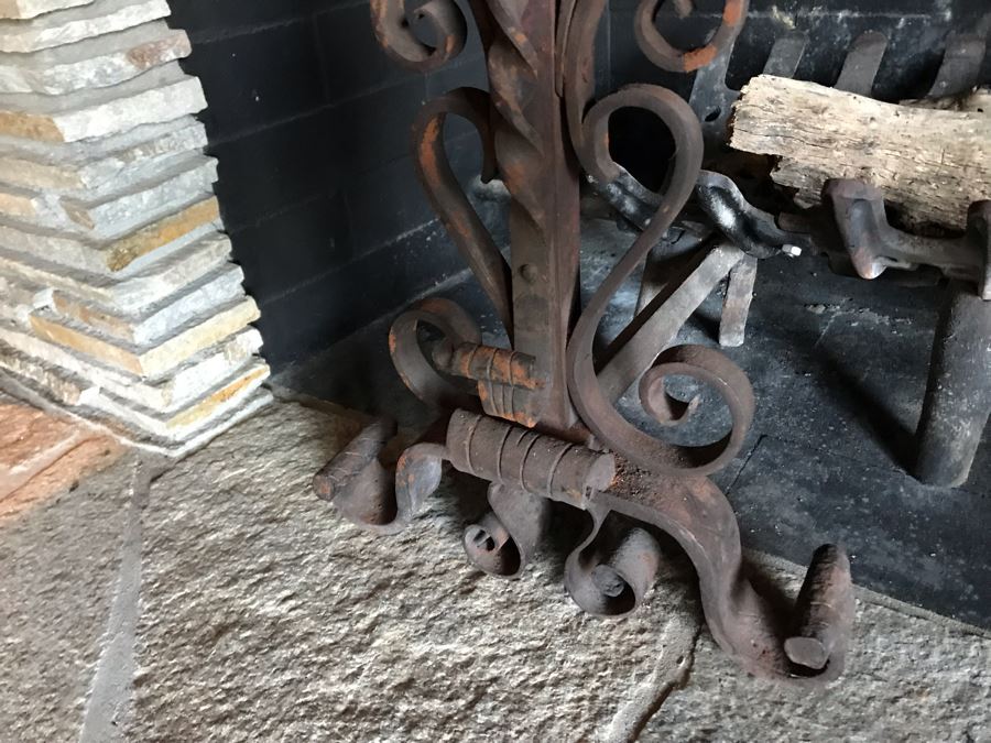Vintage Wrought Iron Fireplace Andirons [Photo 8]