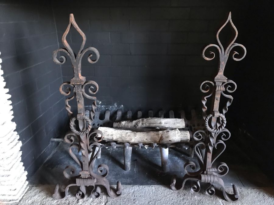 Vintage Wrought Iron Fireplace Andirons [Photo 3]