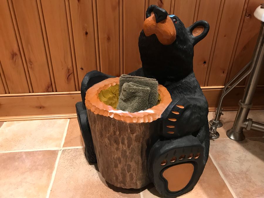 Cute Resin Fiberglass Bear Basket Towel Holder 21'H [Photo 1]