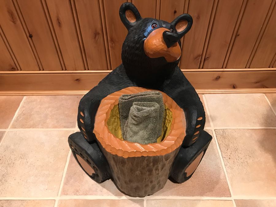 Cute Resin Fiberglass Bear Basket Towel Holder 21'H [Photo 2]