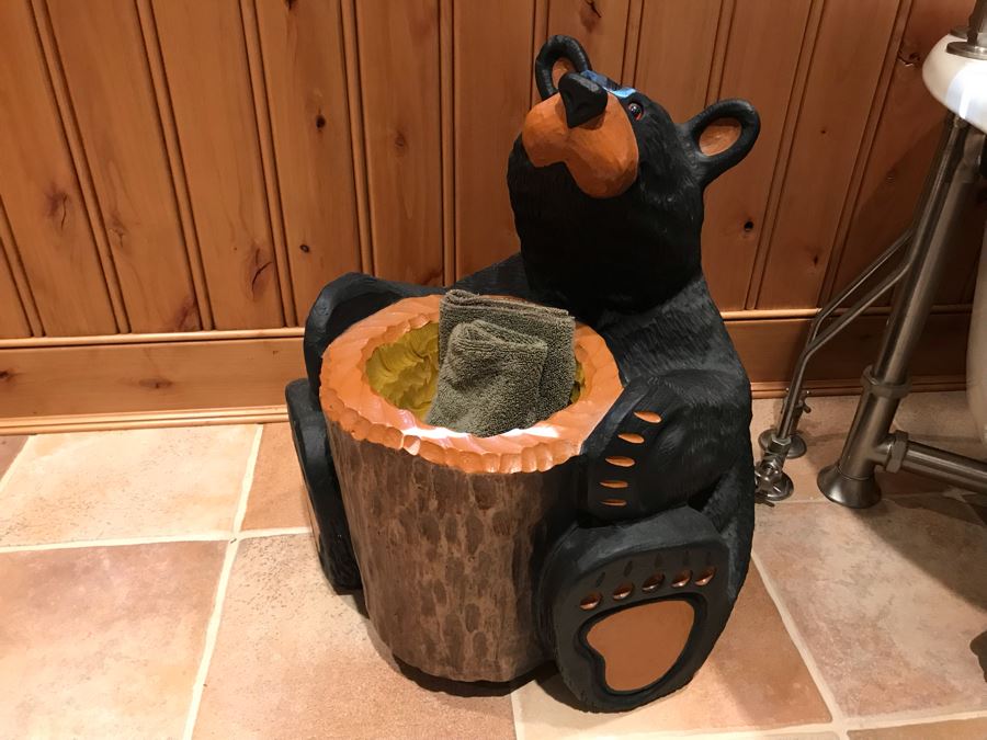Cute Resin Fiberglass Bear Basket Towel Holder 21'H [Photo 3]