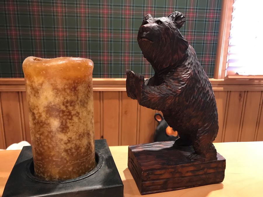 Pair Of Resin Bear Bookends And Metal Candle Holder [Photo 4]