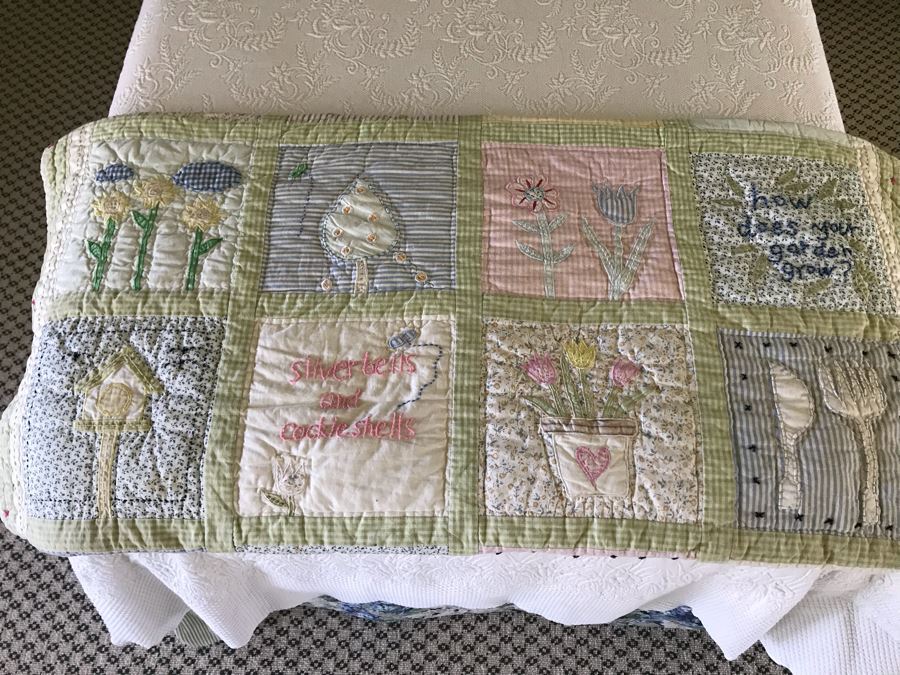 (3) Hand Painted White Metal Headboards With Metal Bed Frames Plus All Quilts, Bedding, Pillows, Mattresses Included With Twin Beds [Photo 11]