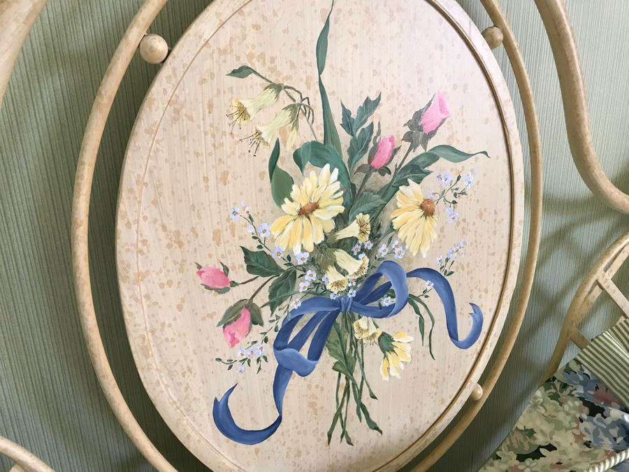 (3) Hand Painted White Metal Headboards With Metal Bed Frames Plus All Quilts, Bedding, Pillows, Mattresses Included With Twin Beds [Photo 19]