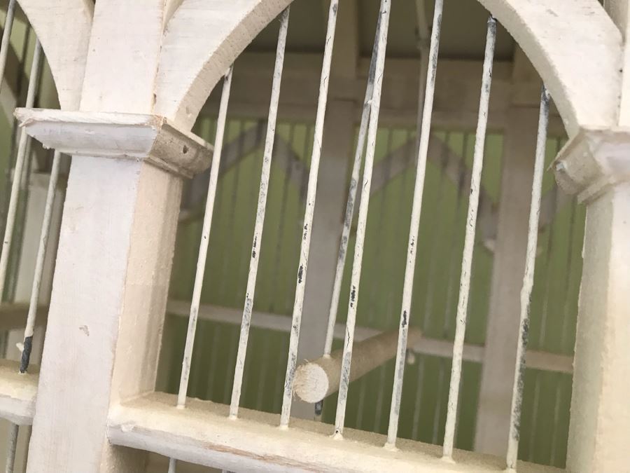 White Victorian Style Birdcage With Plush Chicks 17'W X 12'D X 30'H [Photo 11]