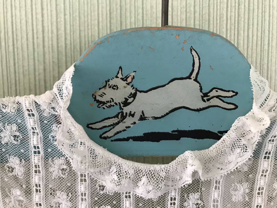 Pair Of Vintage Young Girls White Cotton Dresses With Vintage Wooden Hangers [Photo 3]