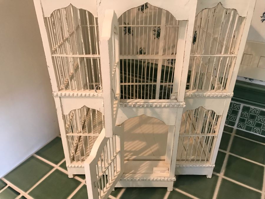 White Victorian Style Birdhouse Bird Cage 16'W X 30'H [Photo 5]