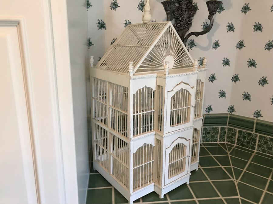 White Victorian Style Birdhouse Bird Cage 16'W X 30'H [Photo 4]