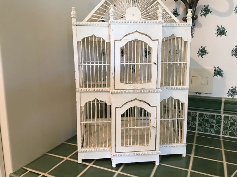 White Victorian Style Birdhouse Bird Cage 16'W X 30'H [Photo 2]