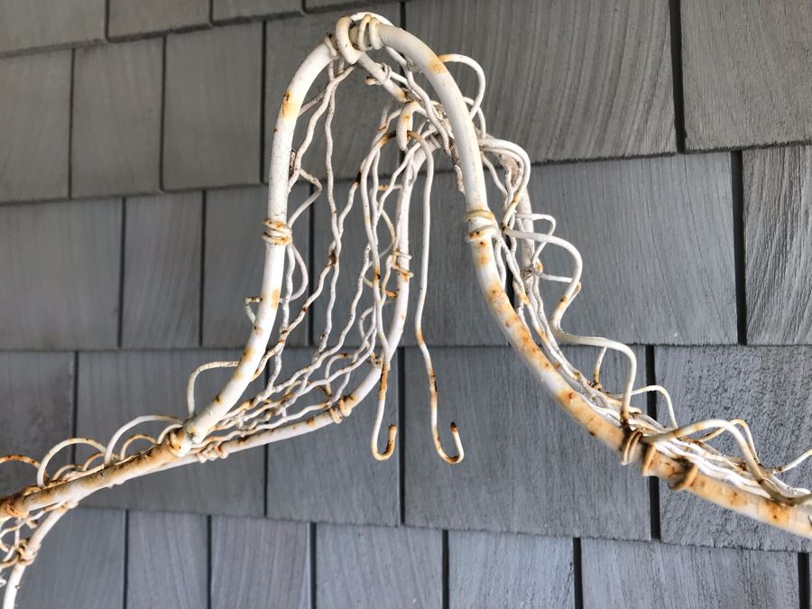 Vintage White Shabby Chic Twisted Wire Frame 3-Tier Plant Stand With Casters [Photo 9]