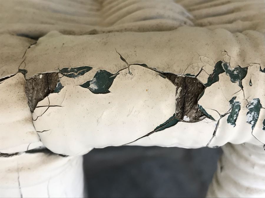 Antique Shabby Chic Real Wicker White Rocking Upholstered Armchair With Throw Pillow Originally From Hotel Del Coronado [Photo 11]