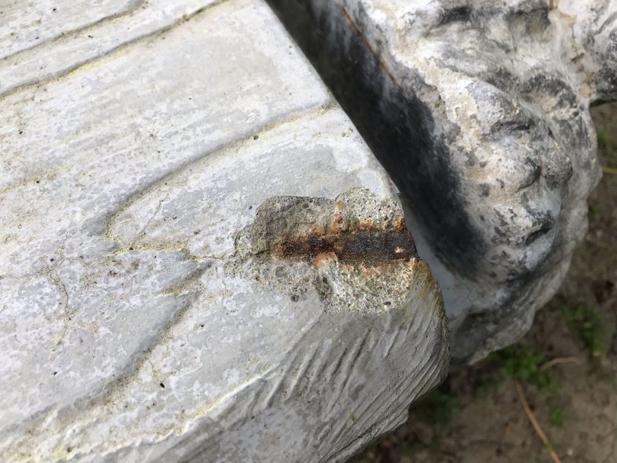 Concrete Bunny Rabbit Garden Bench Signed On Back 59'L