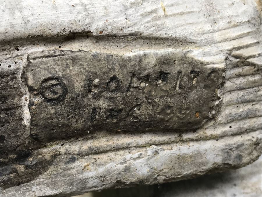 Concrete Bunny Rabbit Garden Bench Signed On Back 59'L