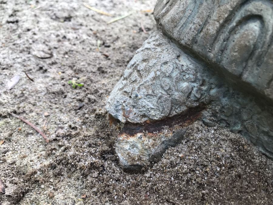 Large Heavy Garden Statuary Tortoise Turtle Statue - Note One Foot Damaged (See Photos) 33'L [Photo 12]
