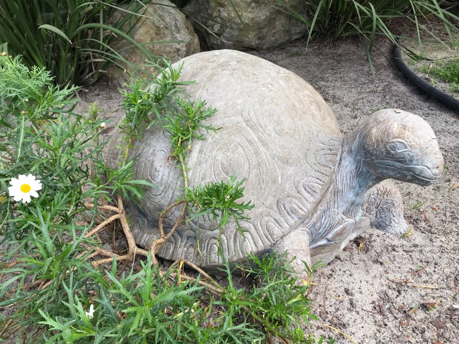 Large Heavy Garden Statuary Tortoise Turtle Statue - Note One Foot Damaged (See Photos) 33'L [Photo 6]