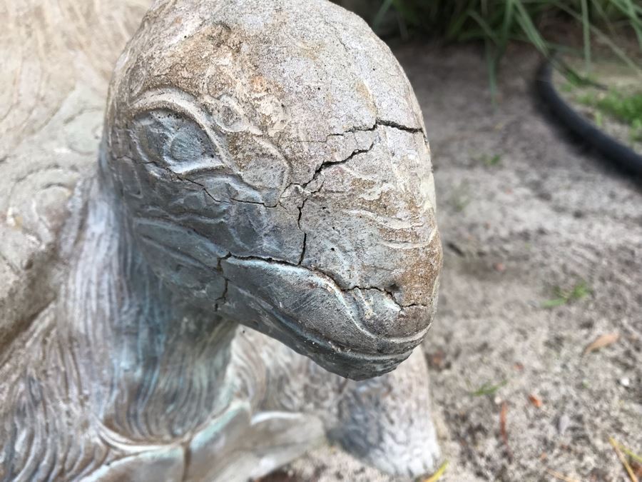Large Heavy Garden Statuary Tortoise Turtle Statue - Note One Foot Damaged (See Photos) 33'L [Photo 8]