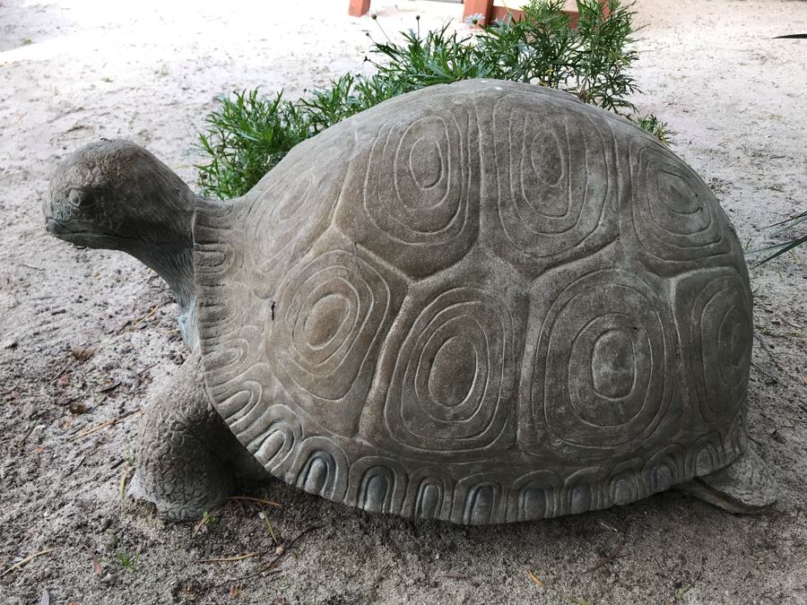 Large Heavy Garden Statuary Tortoise Turtle Statue - Note One Foot Damaged (See Photos) 33'L [Photo 4]