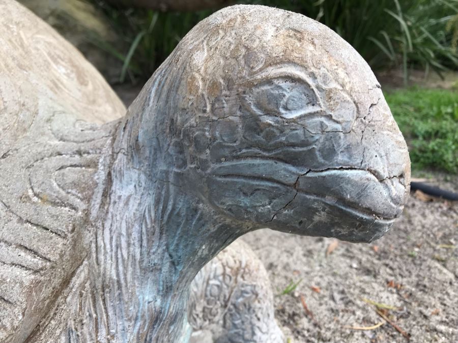 Large Heavy Garden Statuary Tortoise Turtle Statue - Note One Foot Damaged (See Photos) 33'L [Photo 7]