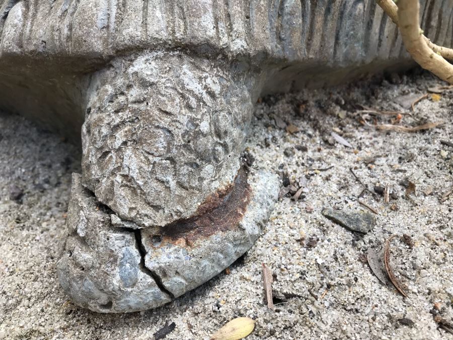 Large Heavy Garden Statuary Tortoise Turtle Statue - Note One Foot Damaged (See Photos) 33'L [Photo 13]