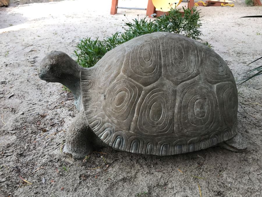 Large Heavy Garden Statuary Tortoise Turtle Statue - Note One Foot Damaged (See Photos) 33'L [Photo 3]