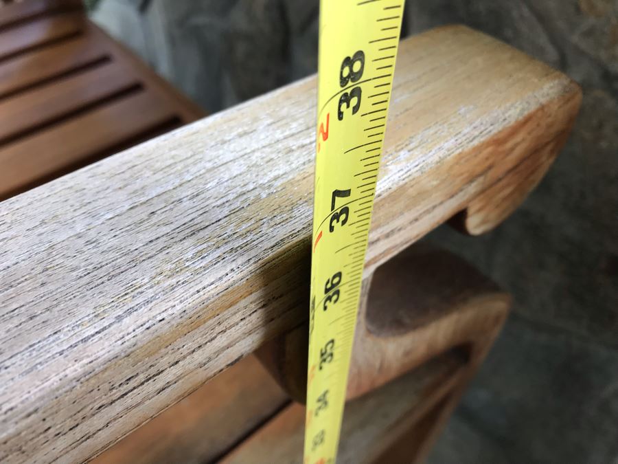 Set Of (3) Bar Height Teak Wooden Armchairs - Arm Rests 37'H 23'W 48.5'TH [Photo 9]