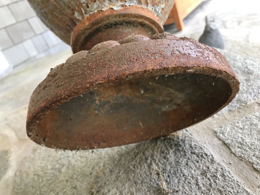 Antique Cast Metal Garden Urn With Lid 20'H [Photo 12]