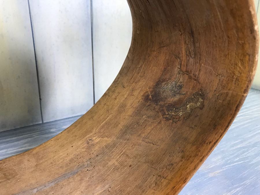 Antique Primitive Hand Hammered Swiss Metal Cow Bell With Carved Wooden Harness Apx 24'L - See Photos [Photo 16]