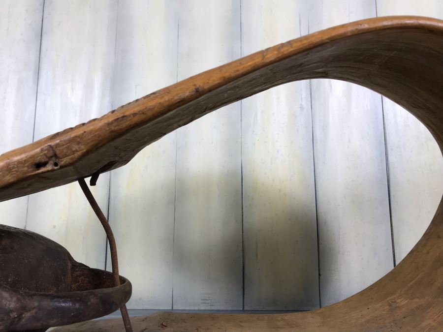 Antique Primitive Hand Hammered Swiss Metal Cow Bell With Carved Wooden Harness Apx 24'L - See Photos [Photo 18]